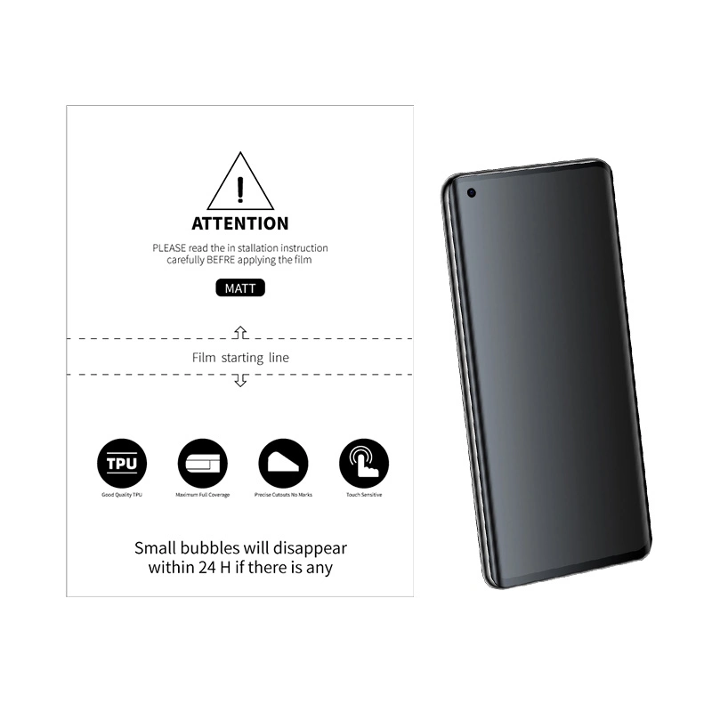 Fob Free Samples Anti-Scratch Clear Soft TPU Sheet Screen Protector Full Coverage for Curve Edge Screens